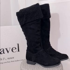 Black suede boots